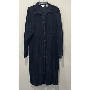 Vintage Eddie‎ Bauer Dress Women’s 20 Tall Navy Blue Corduroy Modest Prairie 90s